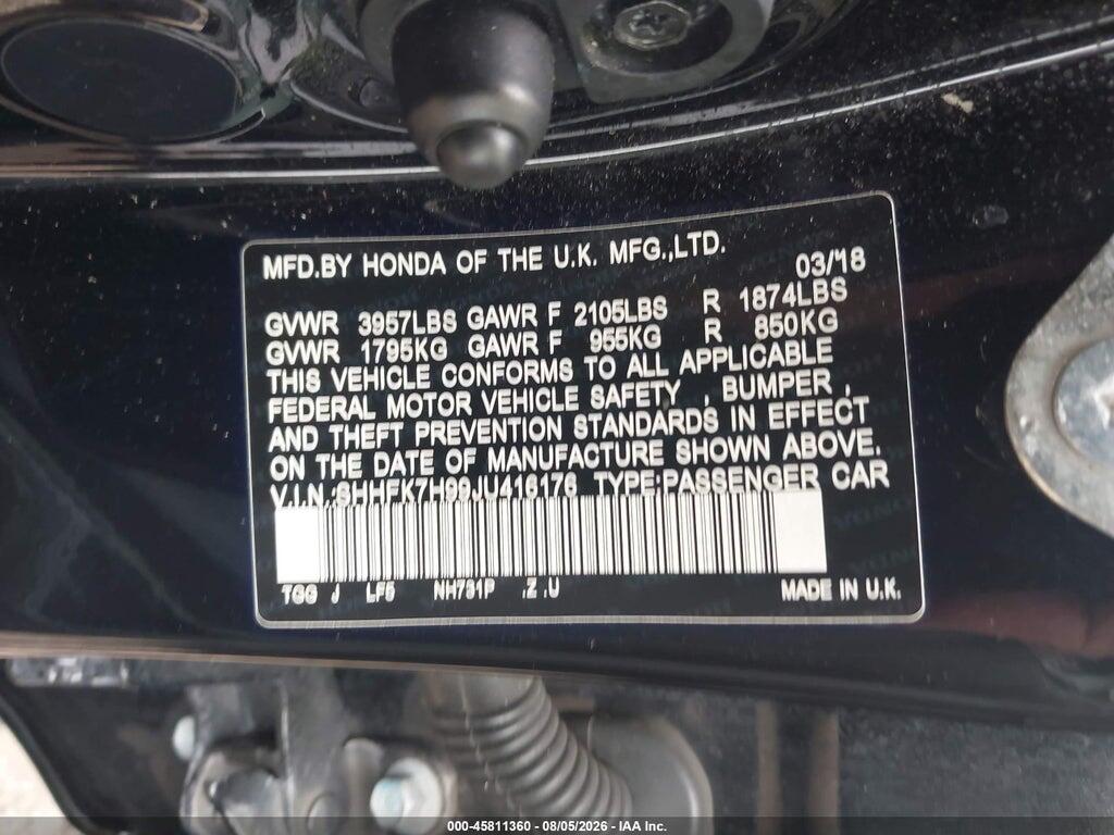 SHHFK7H99JU416176 2018 HONDA CIVIC photo no. 9