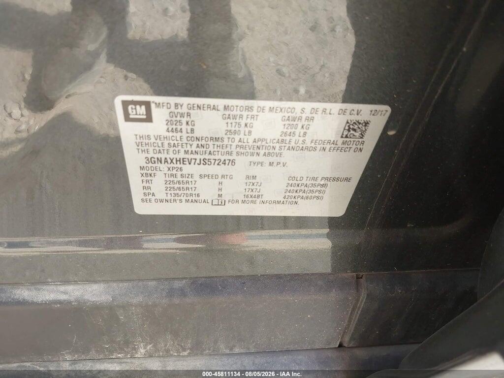 3GNAXHEV7JS572476 2018 CHEVROLET EQUINOX photo no. 9