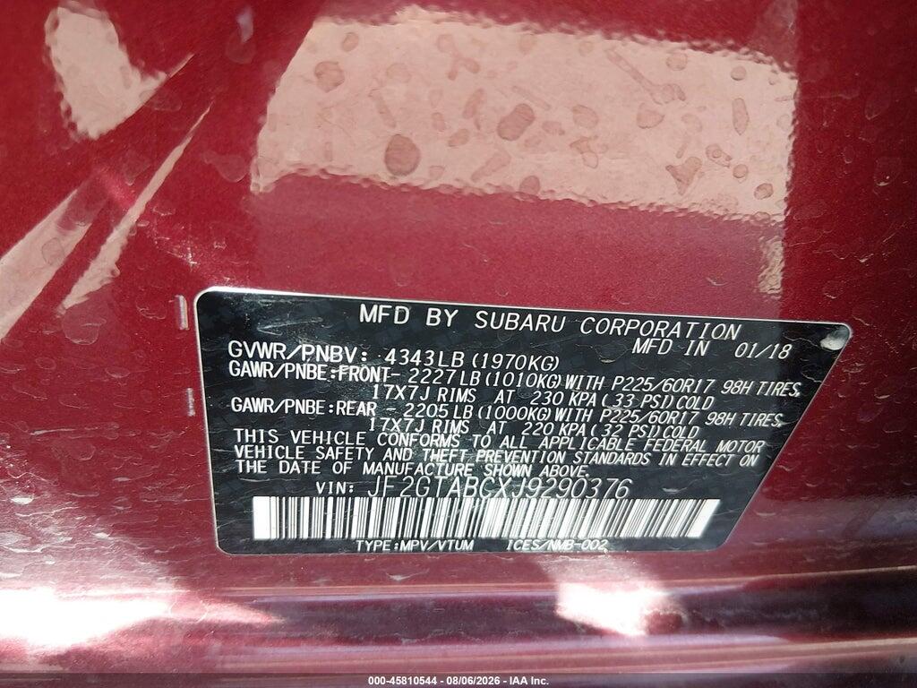 JF2GTABCXJ9290376 2018 SUBARU CROSSTREK photo no. 9