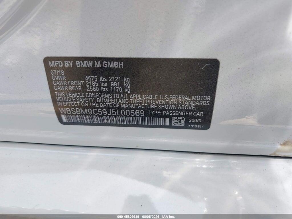 WBS8M9C59J5L00569 2018 BMW M3 photo no. 9