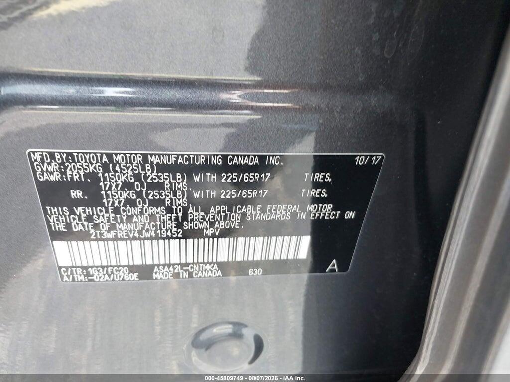 2T3WFREV4JW419452 2018 TOYOTA RAV4 photo no. 9