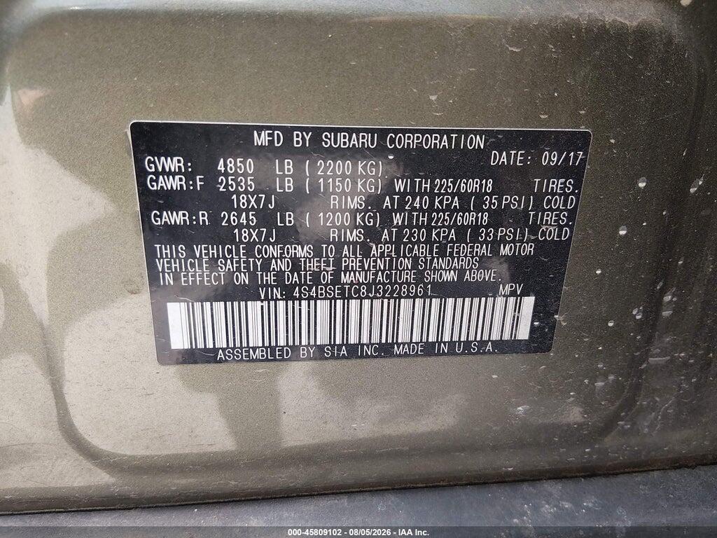 4S4BSETC8J3228961 2018 SUBARU OUTBACK photo no. 9