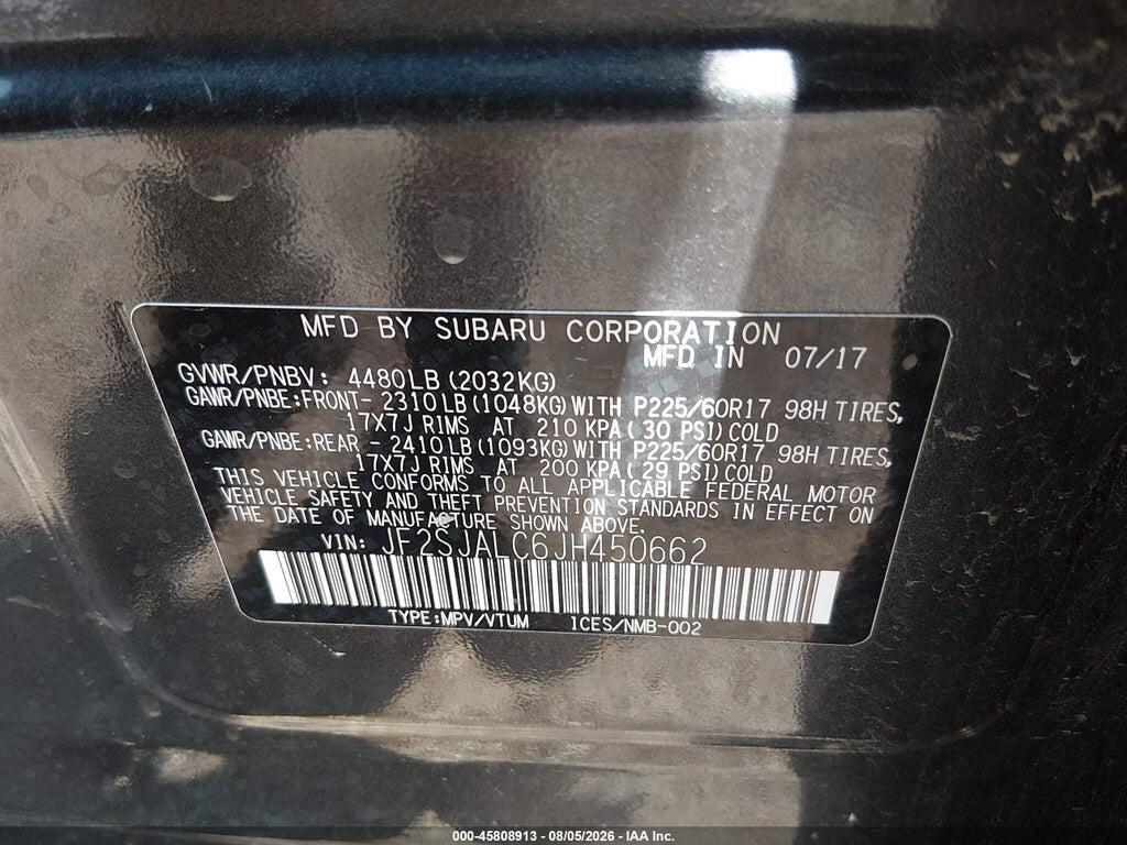 JF2SJALC6JH450662 2018 SUBARU FORESTER photo no. 9