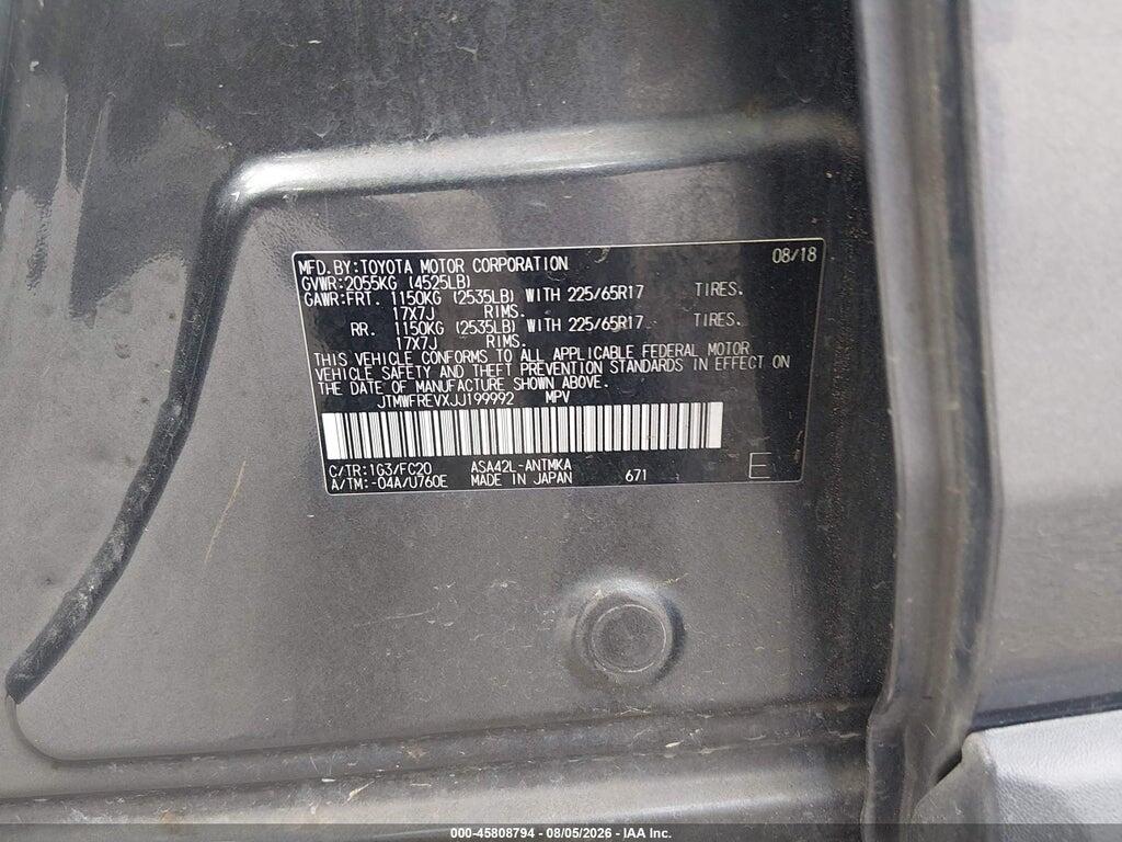 JTMWFREVXJJ199992 2018 TOYOTA RAV4 photo no. 9
