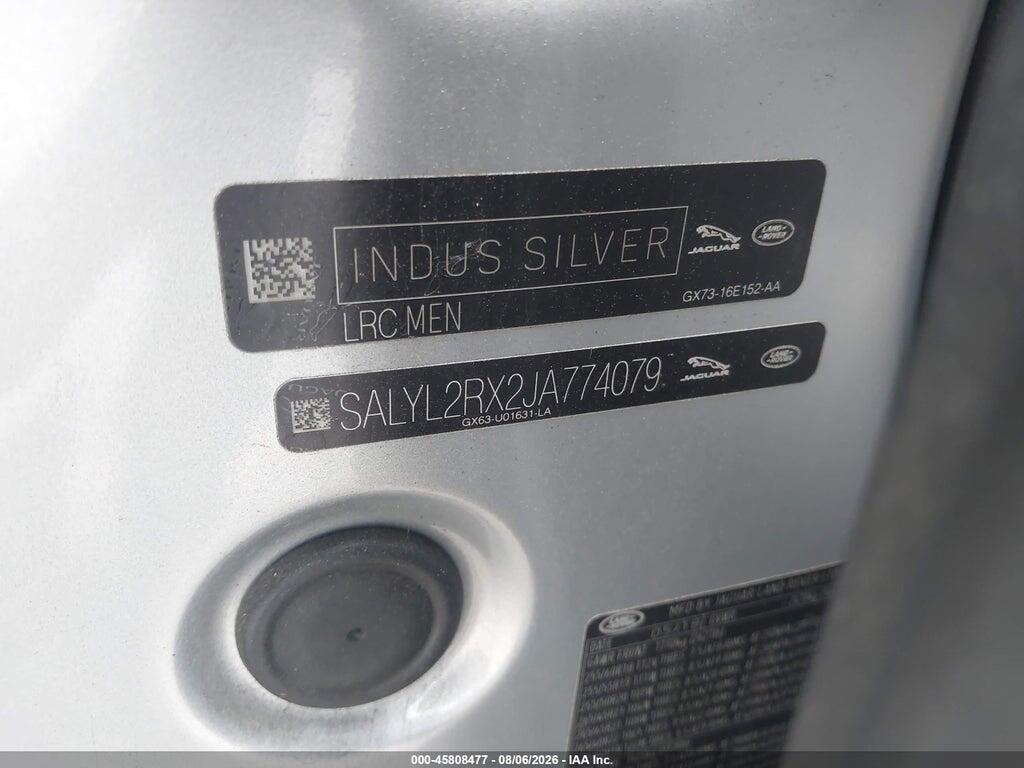 SALYL2RX2JA774079 2018 LAND ROVER RANGE ROVER VELAR photo no. 9