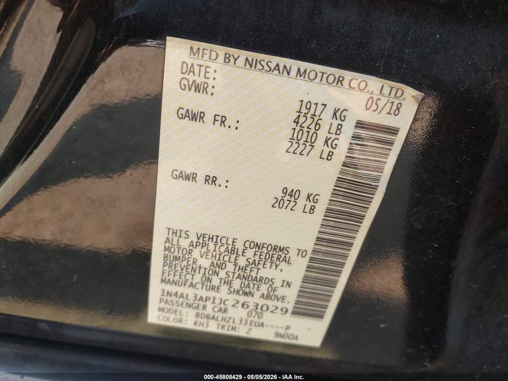 1N4AL3AP1JC263029 2018 NISSAN ALTIMA photo no. 9