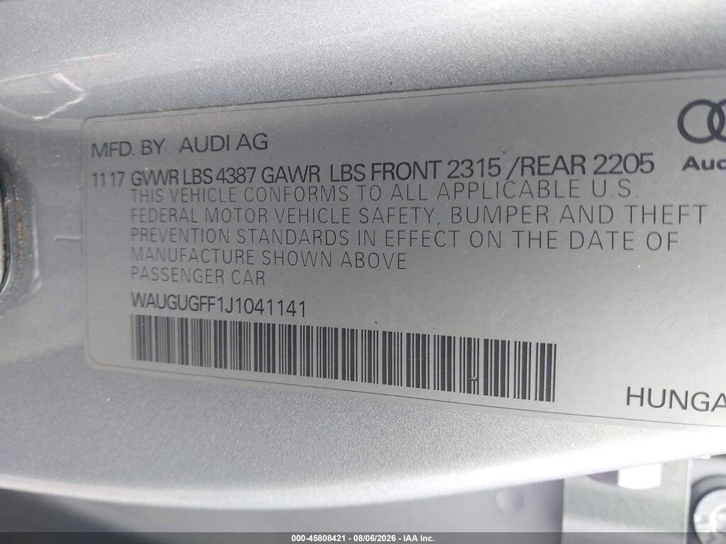 WAUGUGFF1J1041141 2018 AUDI A3 photo no. 9