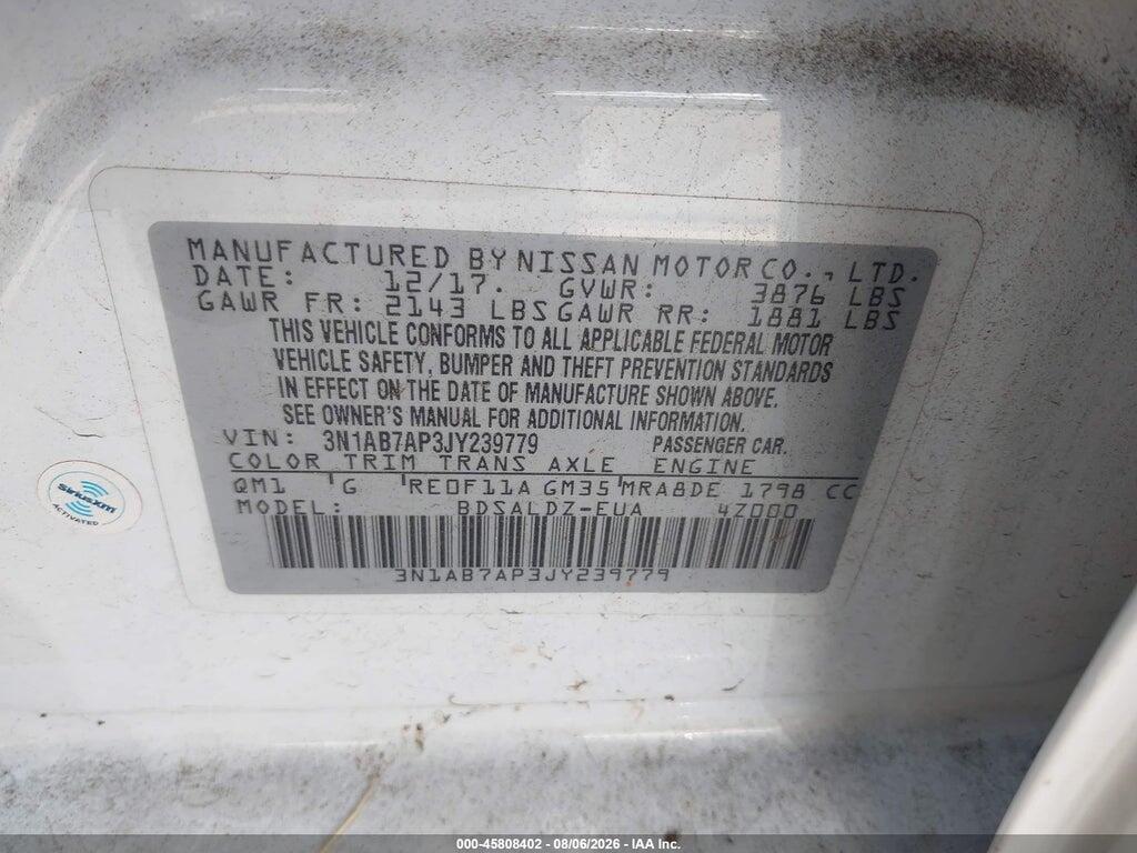 3N1AB7AP3JY239779 2018 NISSAN SENTRA photo no. 9