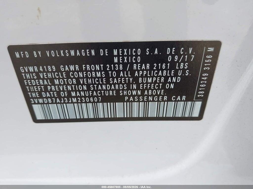 3VWDB7AJ3JM230607 2018 VOLKSWAGEN JETTA photo no. 9