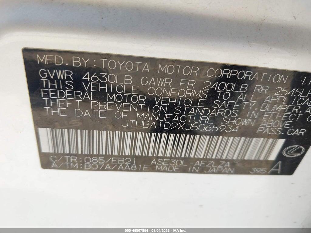 JTHBA1D2XJ5065934 2018 LEXUS IS 300 photo no. 9