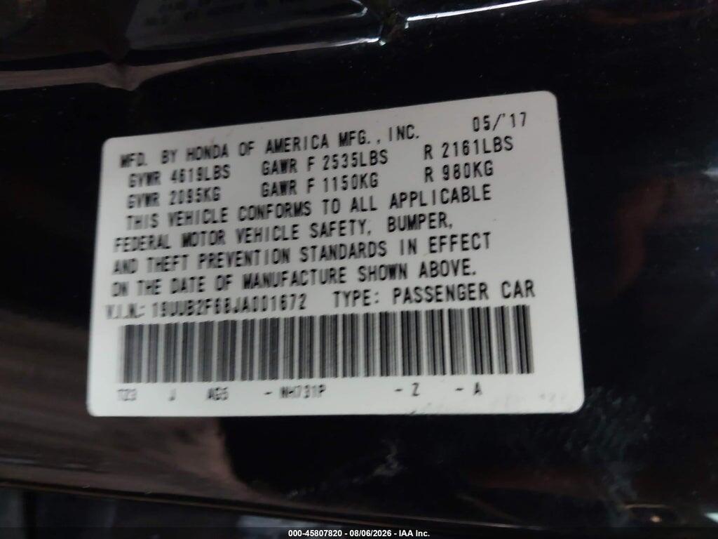19UUB2F68JA001672 2018 ACURA TLX photo no. 9
