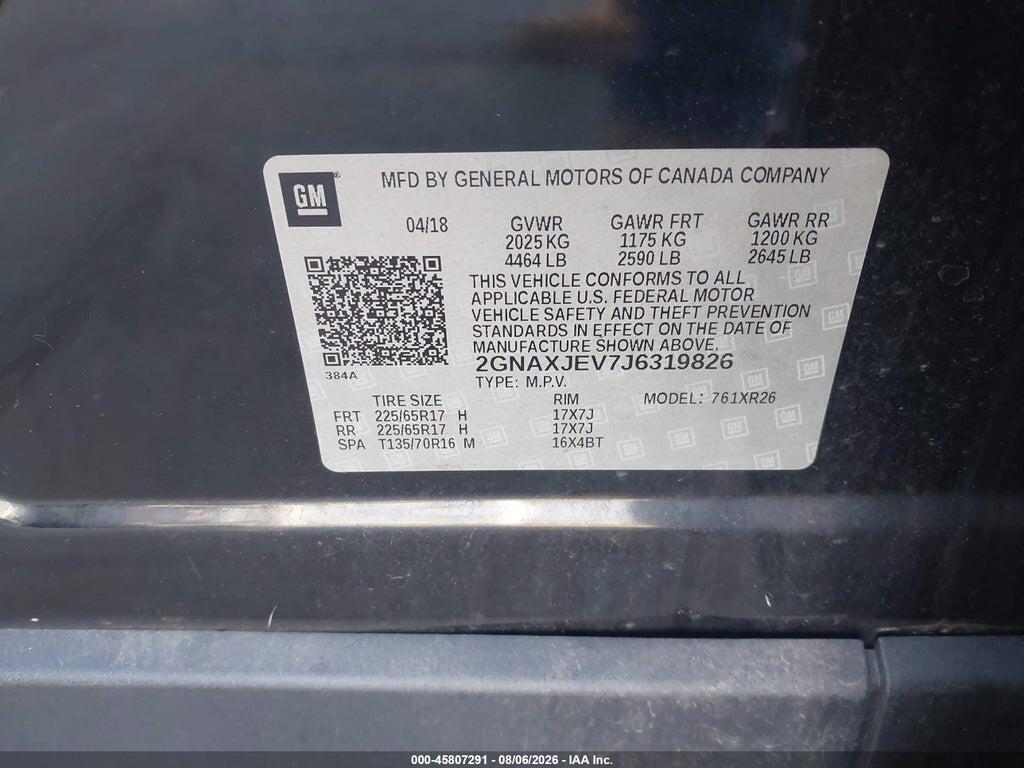 2GNAXJEV7J6319826 2018 CHEVROLET EQUINOX photo no. 9