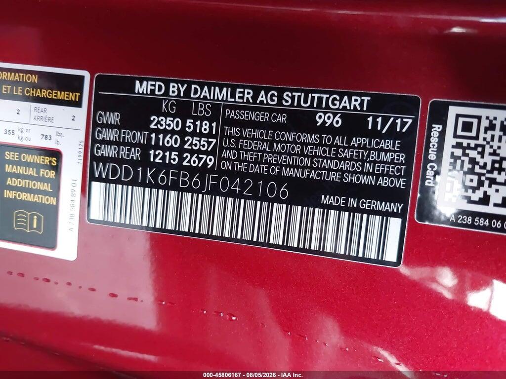 WDD1K6FB6JF042106 2018 MERCEDES-BENZ E 400 photo no. 9