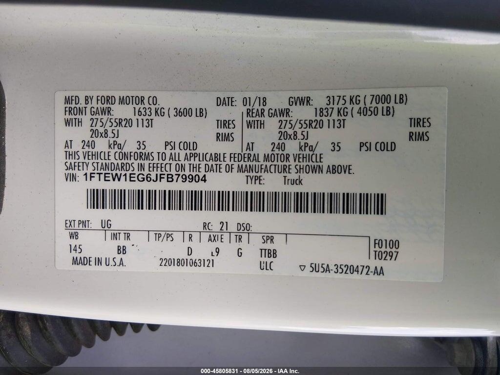 1FTEW1EG6JFB79904 2018 FORD F-150 photo no. 9