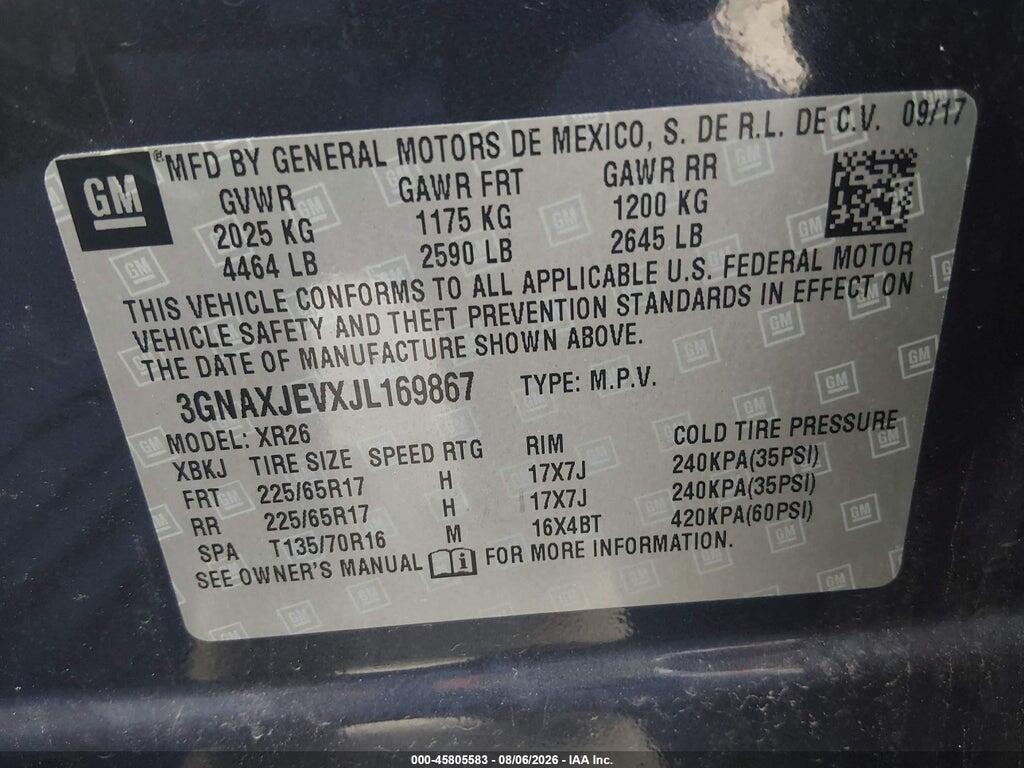 3GNAXJEVXJL169867 2018 CHEVROLET EQUINOX photo no. 9
