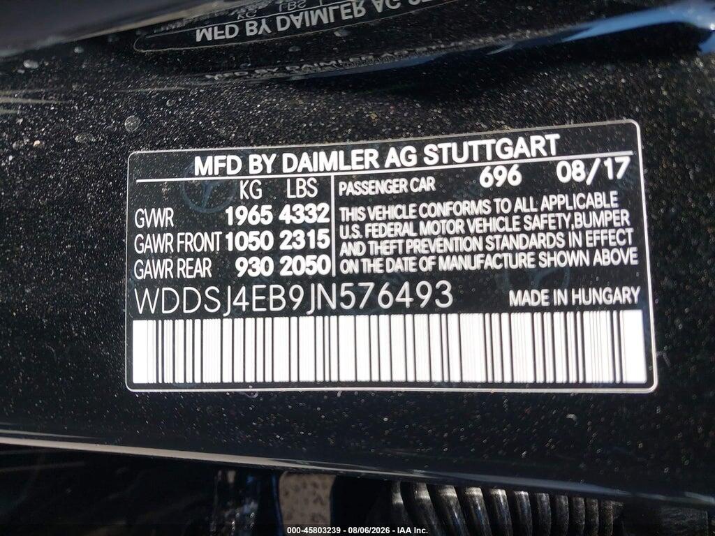 WDDSJ4EB9JN576493 2018 MERCEDES-BENZ CLA 250 photo no. 9