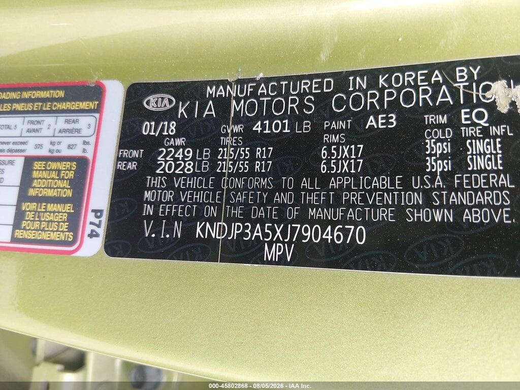 KNDJP3A5XJ7904670 2018 KIA SOUL photo no. 9