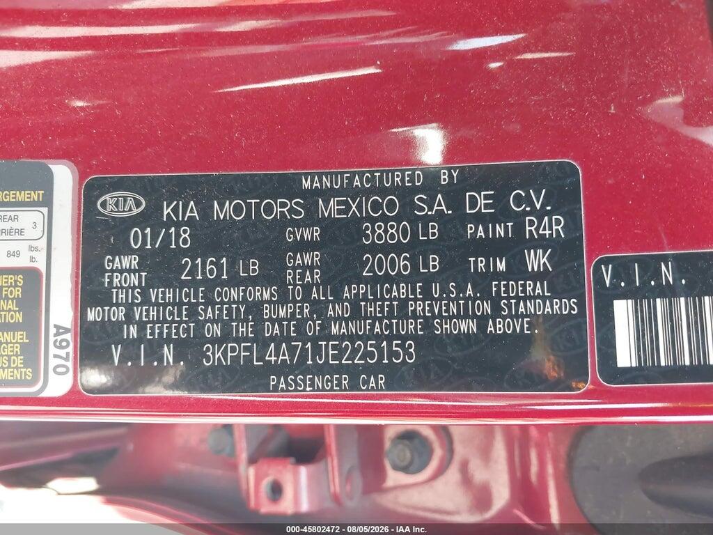 3KPFL4A71JE225153 2018 KIA FORTE photo no. 9