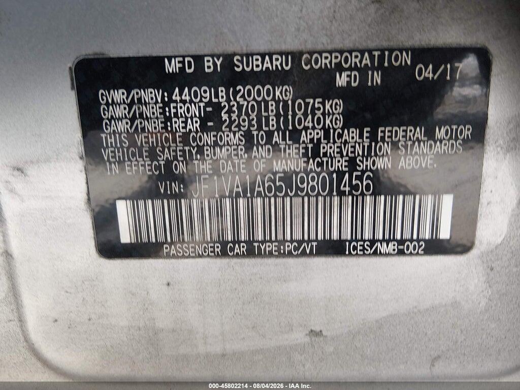 JF1VA1A65J9801456 2018 SUBARU WRX photo no. 9