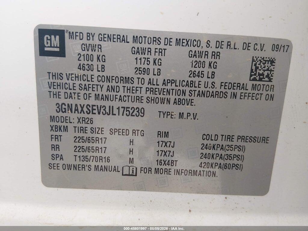 3GNAXSEV3JL175239 2018 CHEVROLET EQUINOX photo no. 9