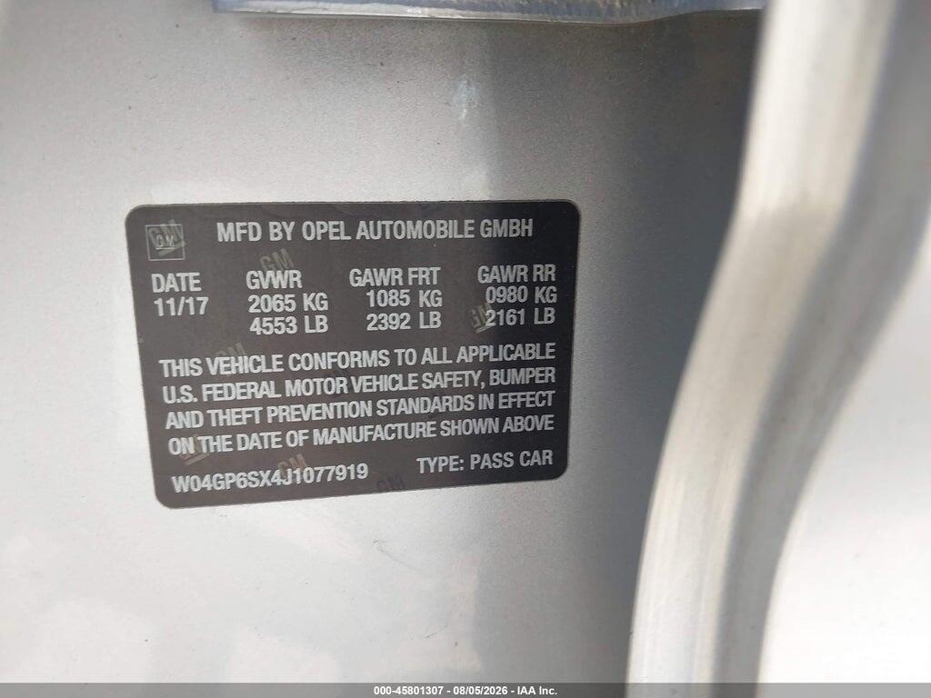 W04GP6SX4J1077919 2018 BUICK REGAL SPORTBACK photo no. 9