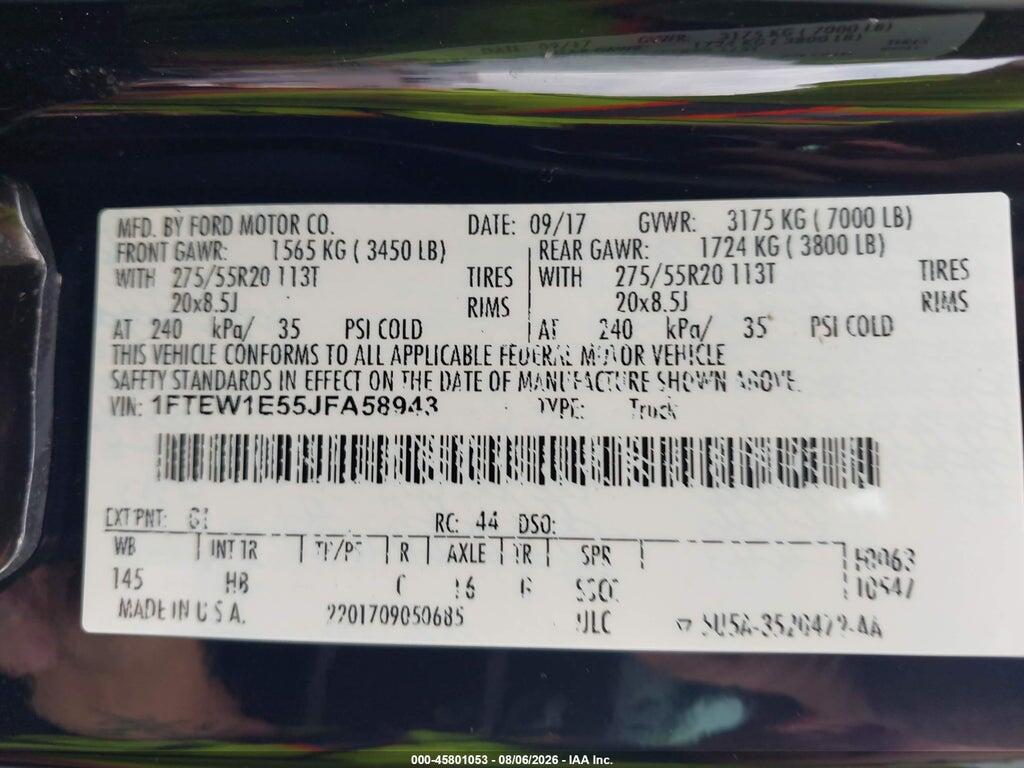 1FTEW1E55JFA58943 2018 FORD F-150 photo no. 9