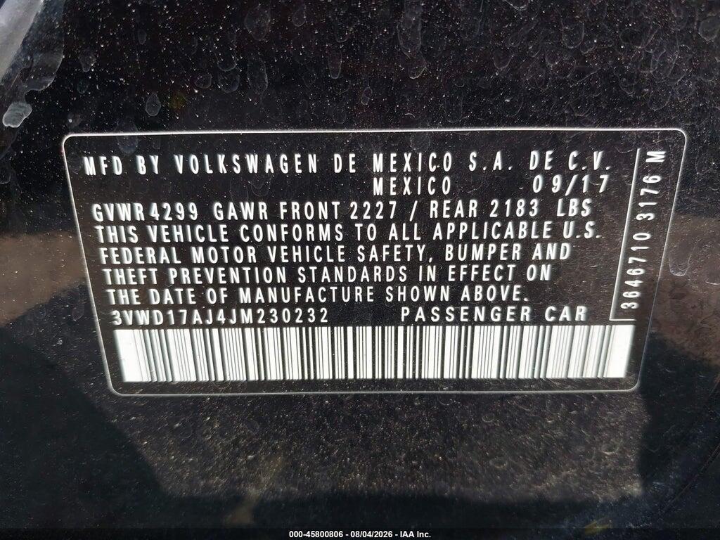 3VWD17AJ4JM230232 2018 VOLKSWAGEN JETTA photo no. 9