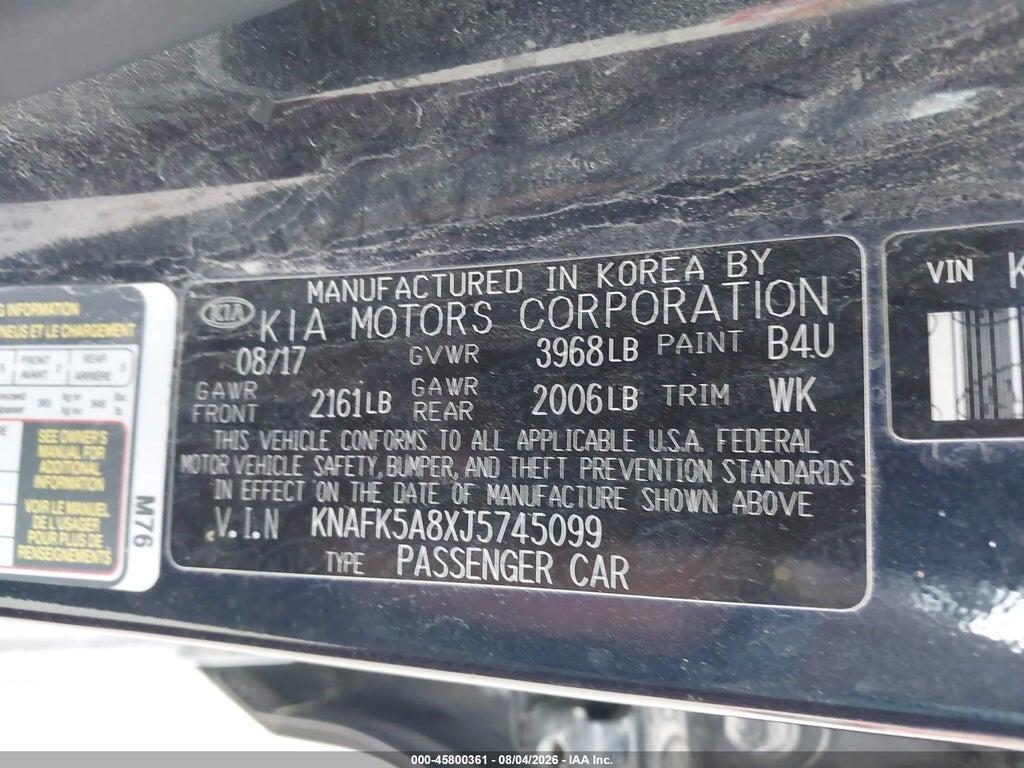 KNAFK5A8XJ5745099 2018 KIA FORTE photo no. 9