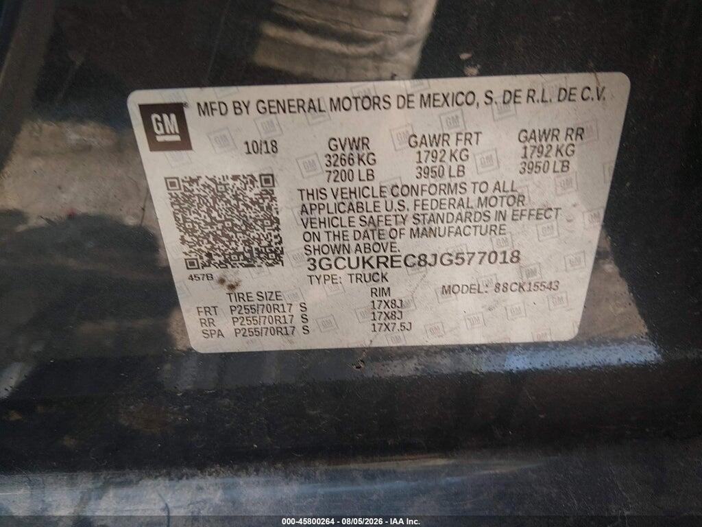 3GCUKREC8JG577018 2018 CHEVROLET SILVERADO 1500 photo no. 9