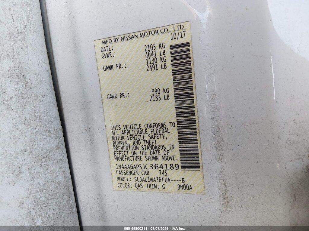 1N4AA6AP3JC364189 2018 NISSAN MAXIMA photo no. 9