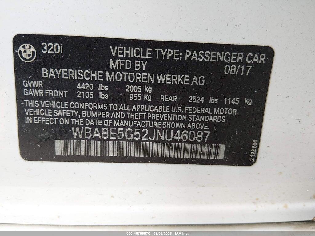 WBA8E5G52JNU46087 2018 BMW 320I photo no. 9