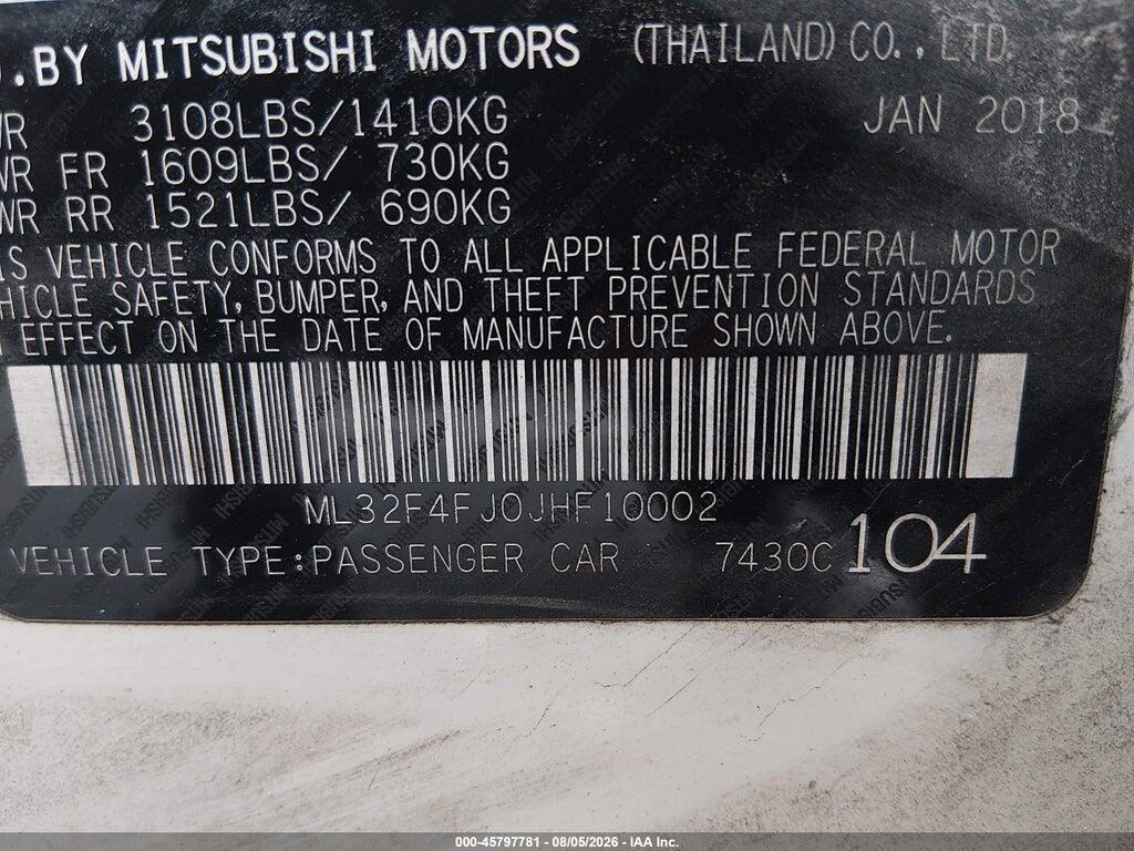 ML32F4FJ0JHF10002 2018 MITSUBISHI MIRAGE G4 photo no. 9