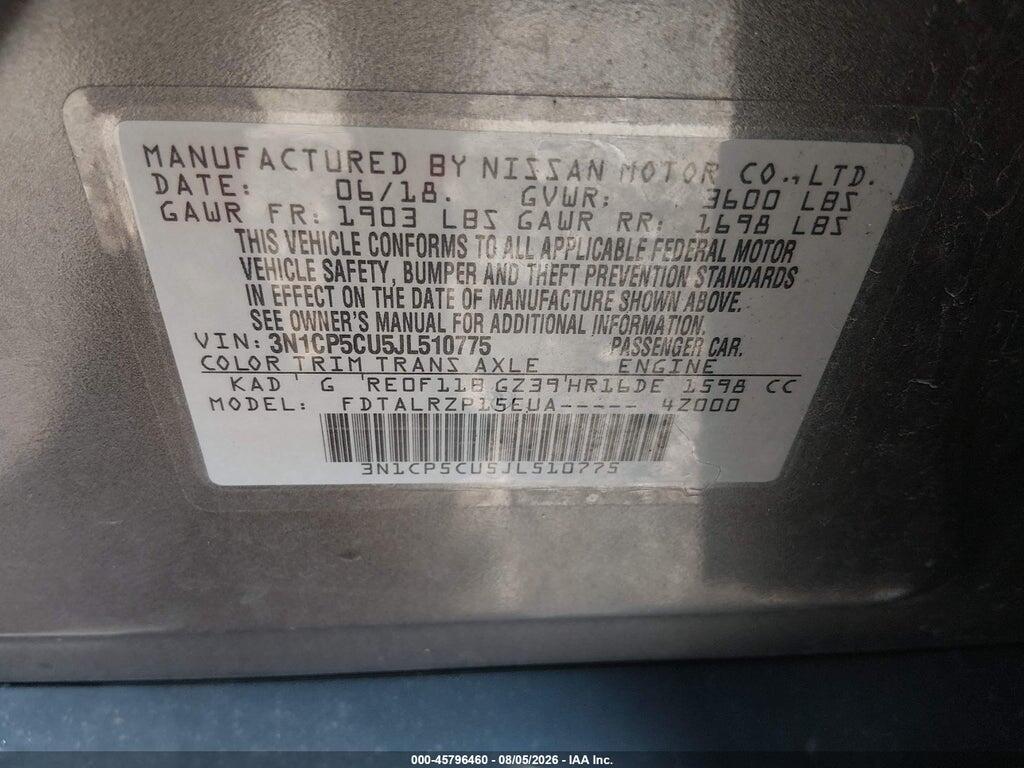 3N1CP5CU5JL510775 2018 NISSAN KICKS photo no. 9