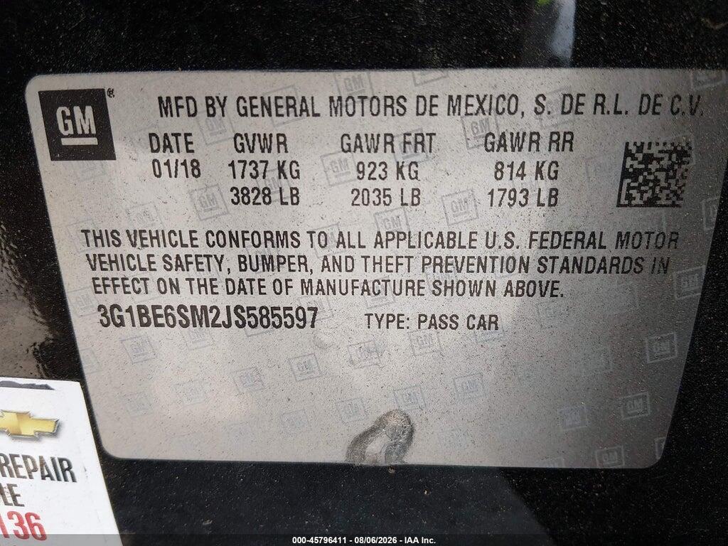 3G1BE6SM2JS585597 2018 CHEVROLET CRUZE photo no. 9