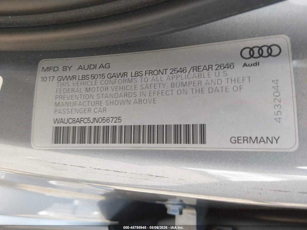 WAUC8AFC5JN056725 2018 AUDI A6 photo no. 9