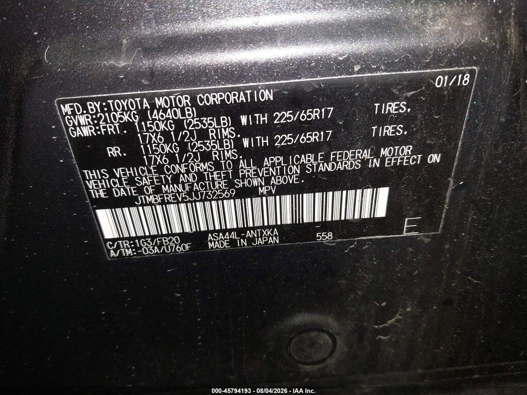 JTMBFREV5JJ732569 2018 TOYOTA RAV4 photo no. 9