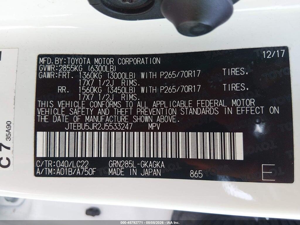 JTEBU5JR2J5533247 2018 TOYOTA 4RUNNER photo no. 9