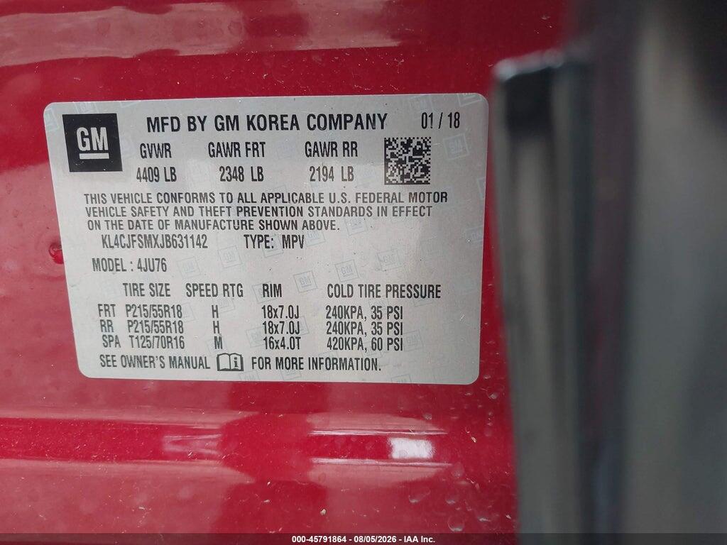 KL4CJFSMXJB631142 2018 BUICK ENCORE photo no. 9