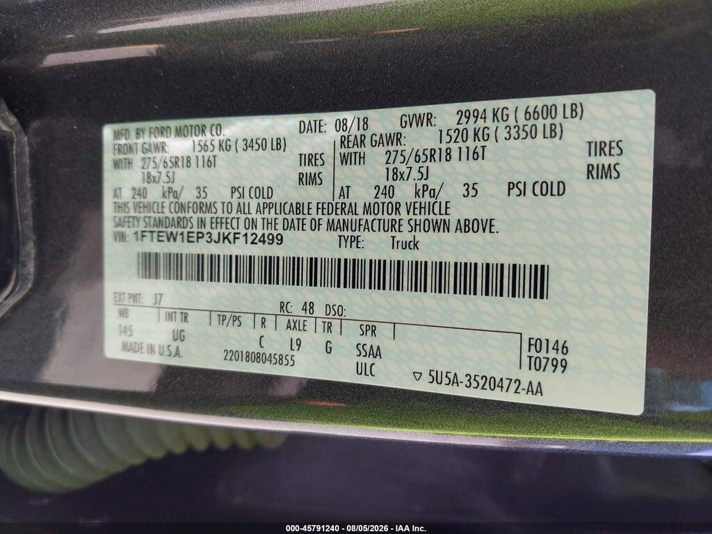 1FTEW1EP3JKF12499 2018 FORD F-150 photo no. 9