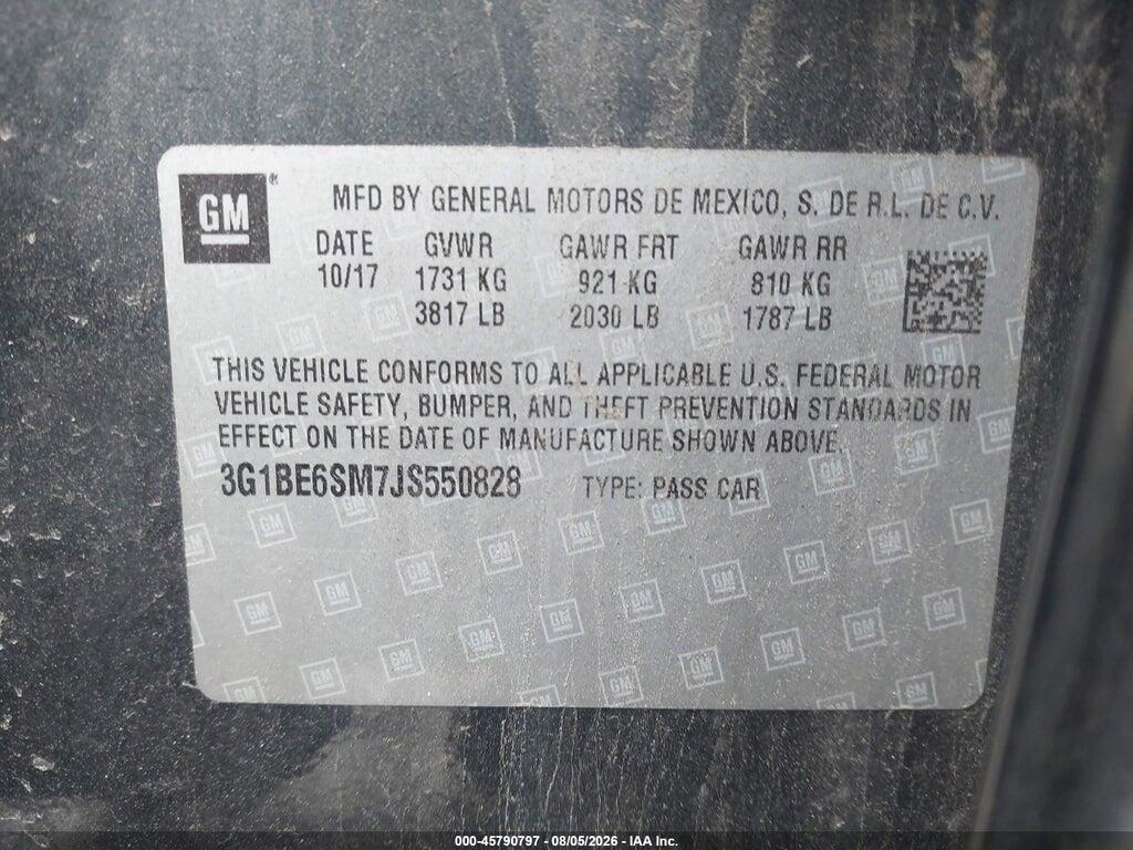 3G1BE6SM7JS550828 2018 CHEVROLET CRUZE photo no. 9