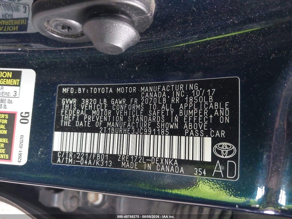 2T1BURHE3JC991185 2018 TOYOTA COROLLA photo no. 9
