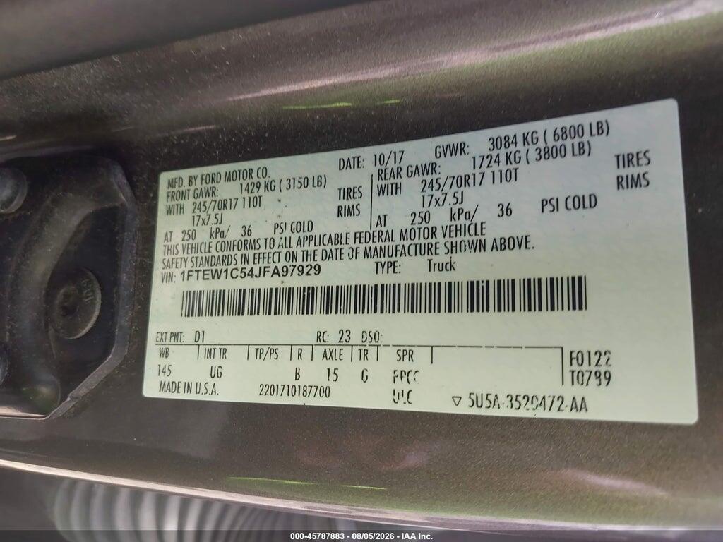 1FTEW1C54JFA97929 2018 FORD F-150 photo no. 9