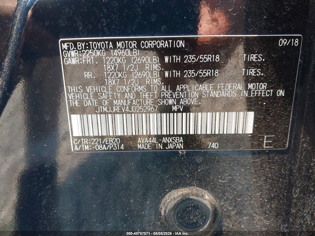 JTMJJREV4JD252967 2018 TOYOTA RAV4 HYBRID photo no. 9