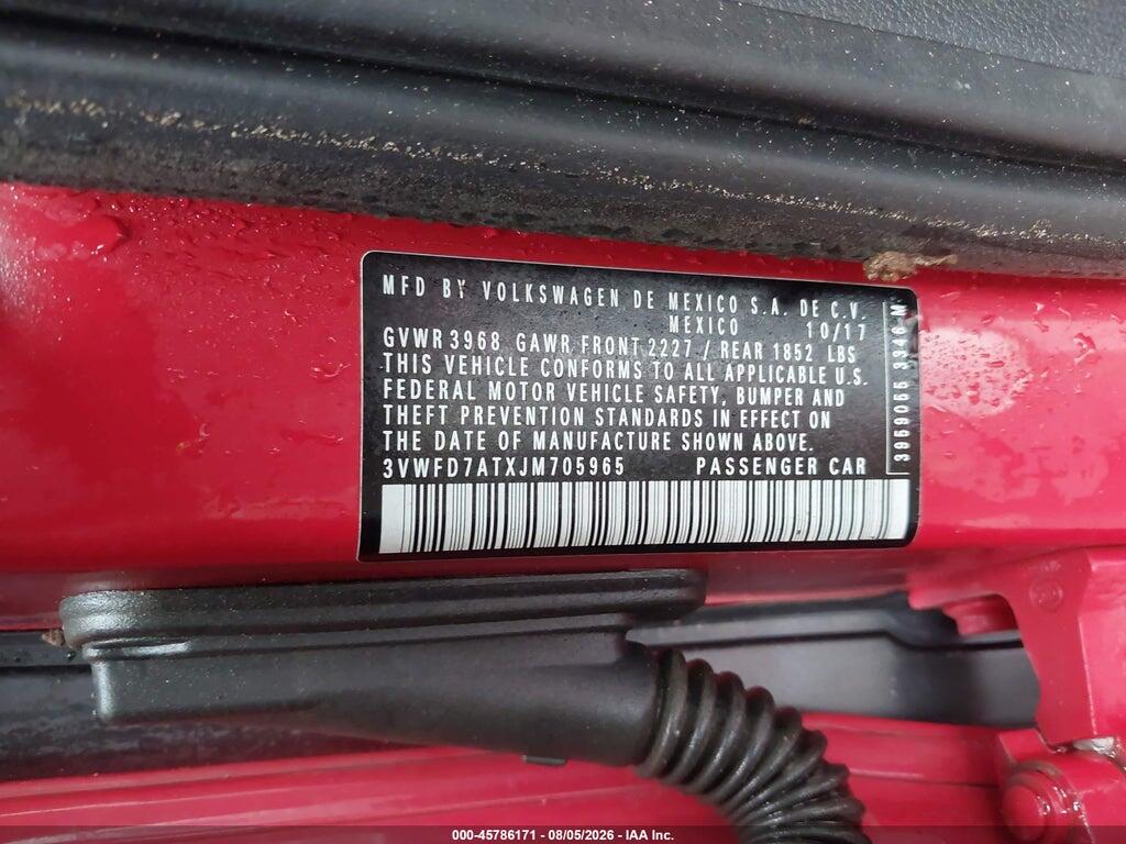 3VWFD7ATXJM705965 2018 VOLKSWAGEN BEETLE photo no. 9