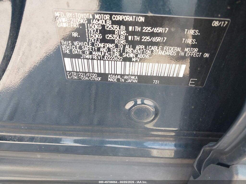 JTMRFREV1JD222622 2018 TOYOTA RAV4 photo no. 9