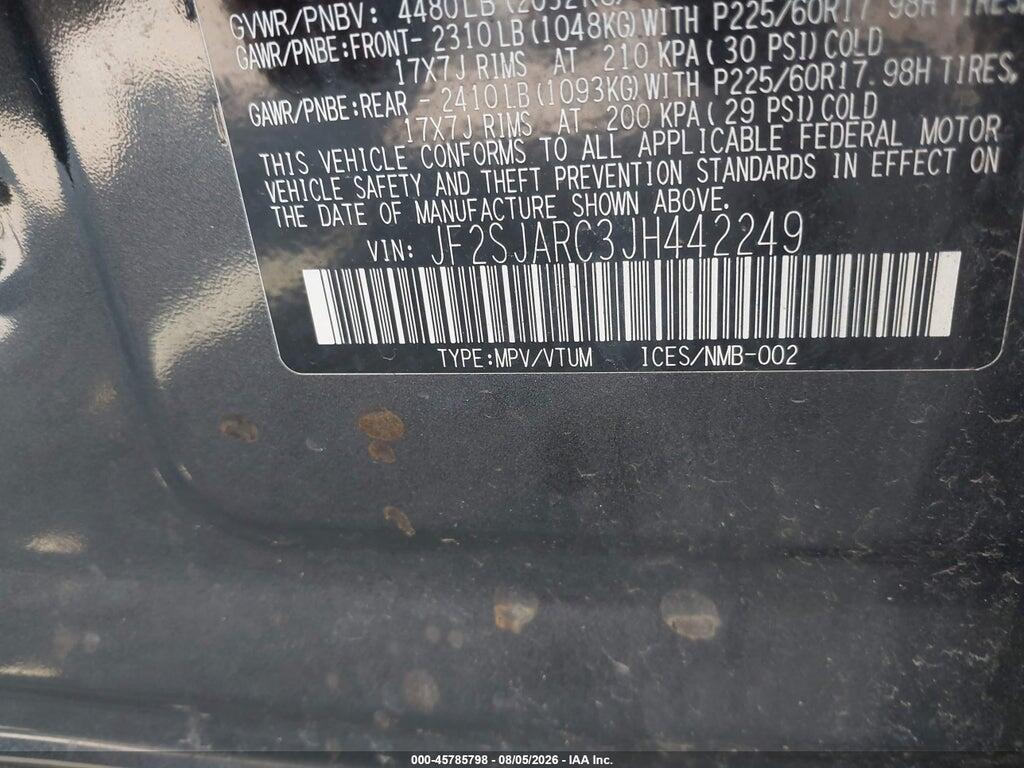 JF2SJARC3JH442249 2018 SUBARU FORESTER photo no. 9