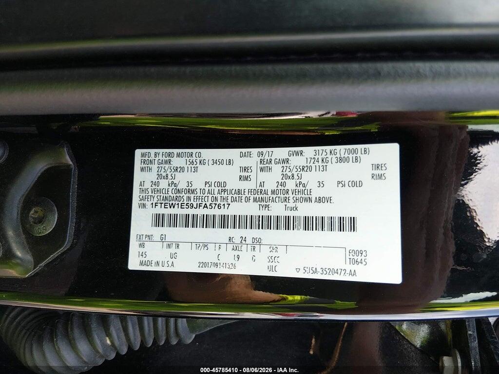 1FTEW1E59JFA57617 2018 FORD F-150 photo no. 9