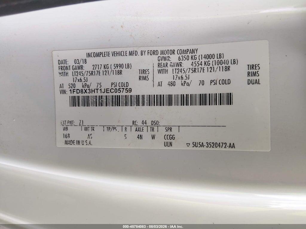 1FD8X3HT1JEC05759 2018 FORD F-350 CHASSIS photo no. 9