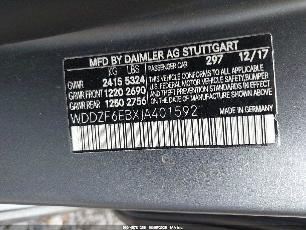 WDDZF6EBXJA401592 2018 MERCEDES-BENZ AMG E 43 photo no. 9