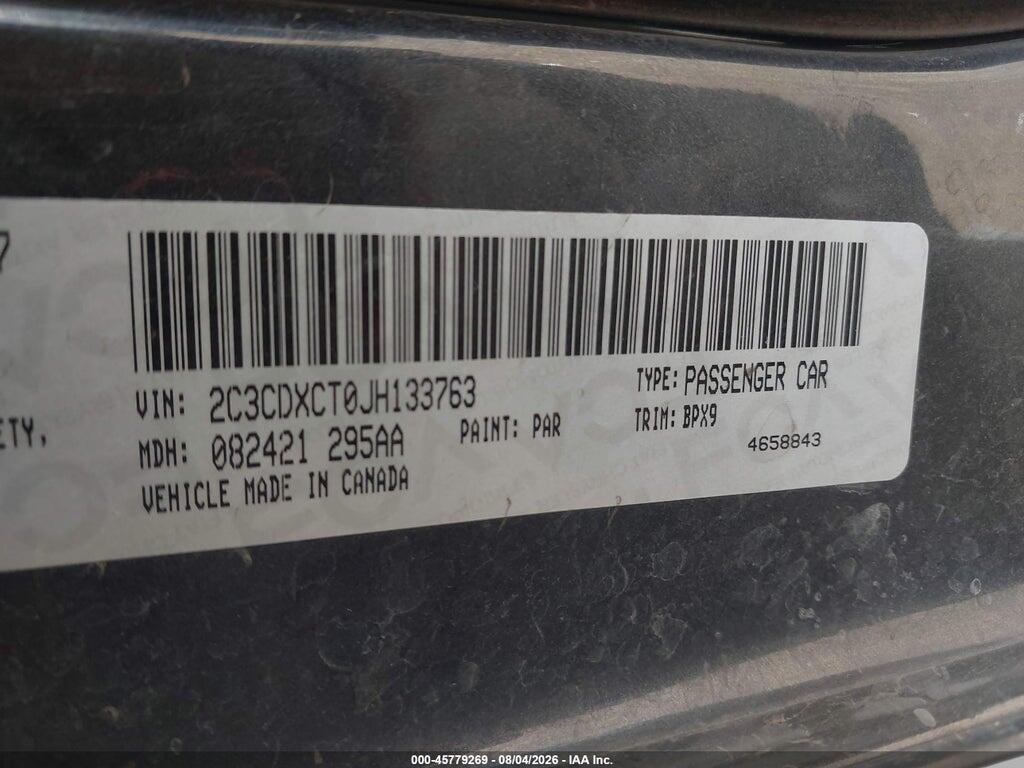 2C3CDXCT0JH133763 2018 DODGE CHARGER photo no. 9